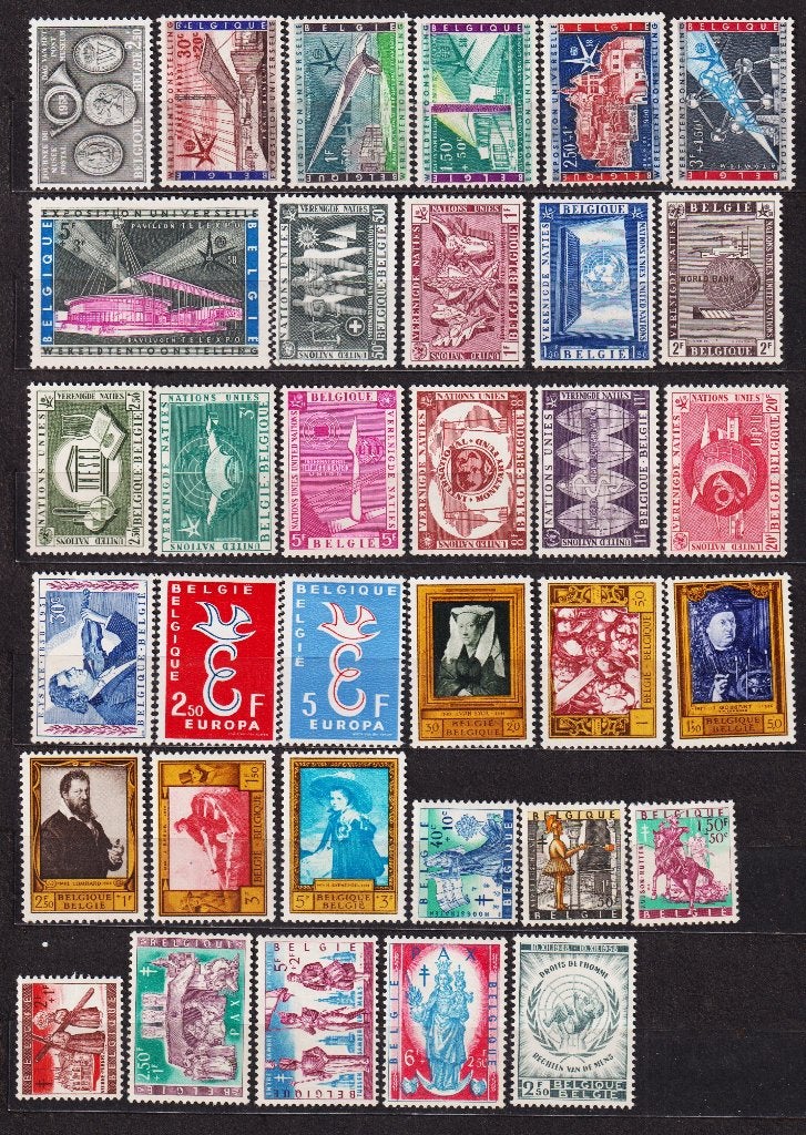 België 1958 volledig jaar zonder Boudewijn, Verzenden, Postfris, Spoor van plakker