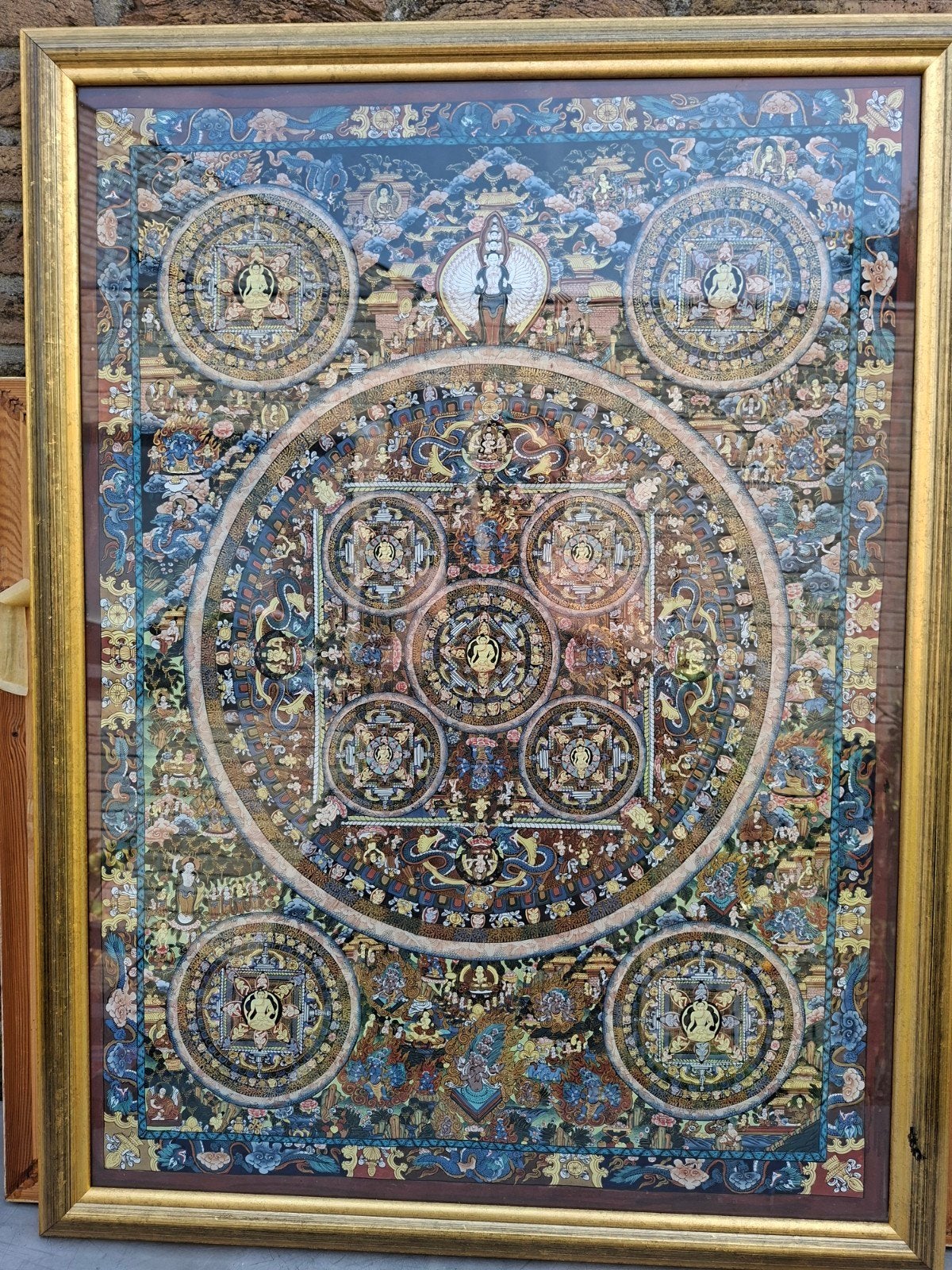 Indische schilderij op papier- ingelijst, Antiek en Kunst, Kunst | Niet-Westerse kunst, Ophalen, Schilderij, Ingelijst