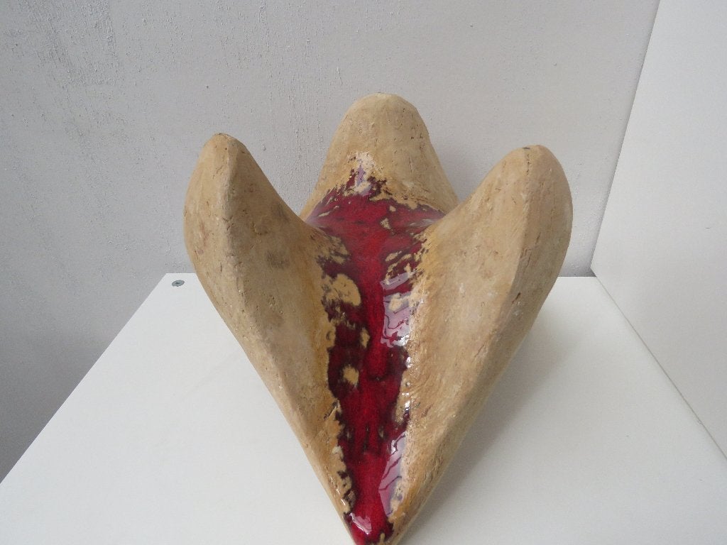 Vintage keramiek abstracte sculptuur rode email, Antiek en Kunst, Ophalen of Verzenden