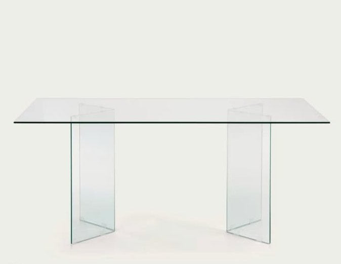 Burano glazen eettafel, Ophalen, 50 tot 100 cm, Vijf personen of meer, Rechthoekig