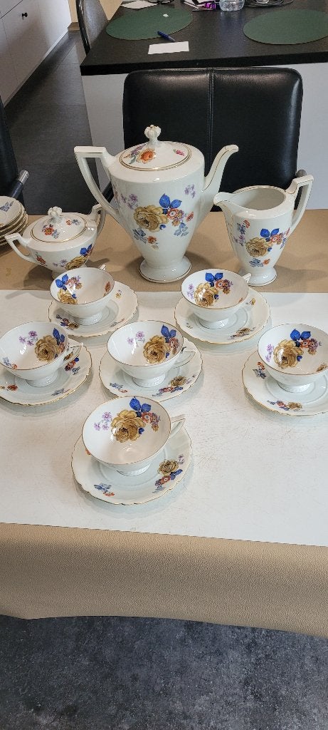 mooi oud bloemen koffie servies (2iv289/14), Ophalen of Verzenden