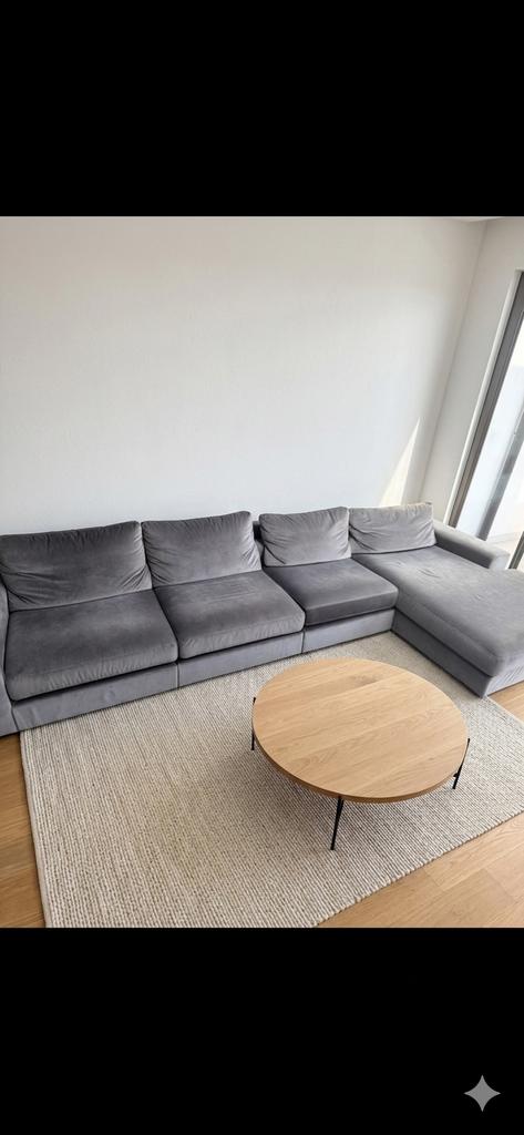 hoekzetel grijs + een tweezitszetel, Huis en Inrichting, Ophalen, Gebruikt, Stof