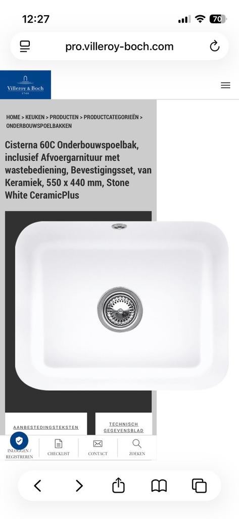 Magnifique évier encastré Villeroy & Boch, Maison & Meubles, Cuisine | Éléments de cuisine, Neuf, 25 à 50 cm, Moins de 100 cm
