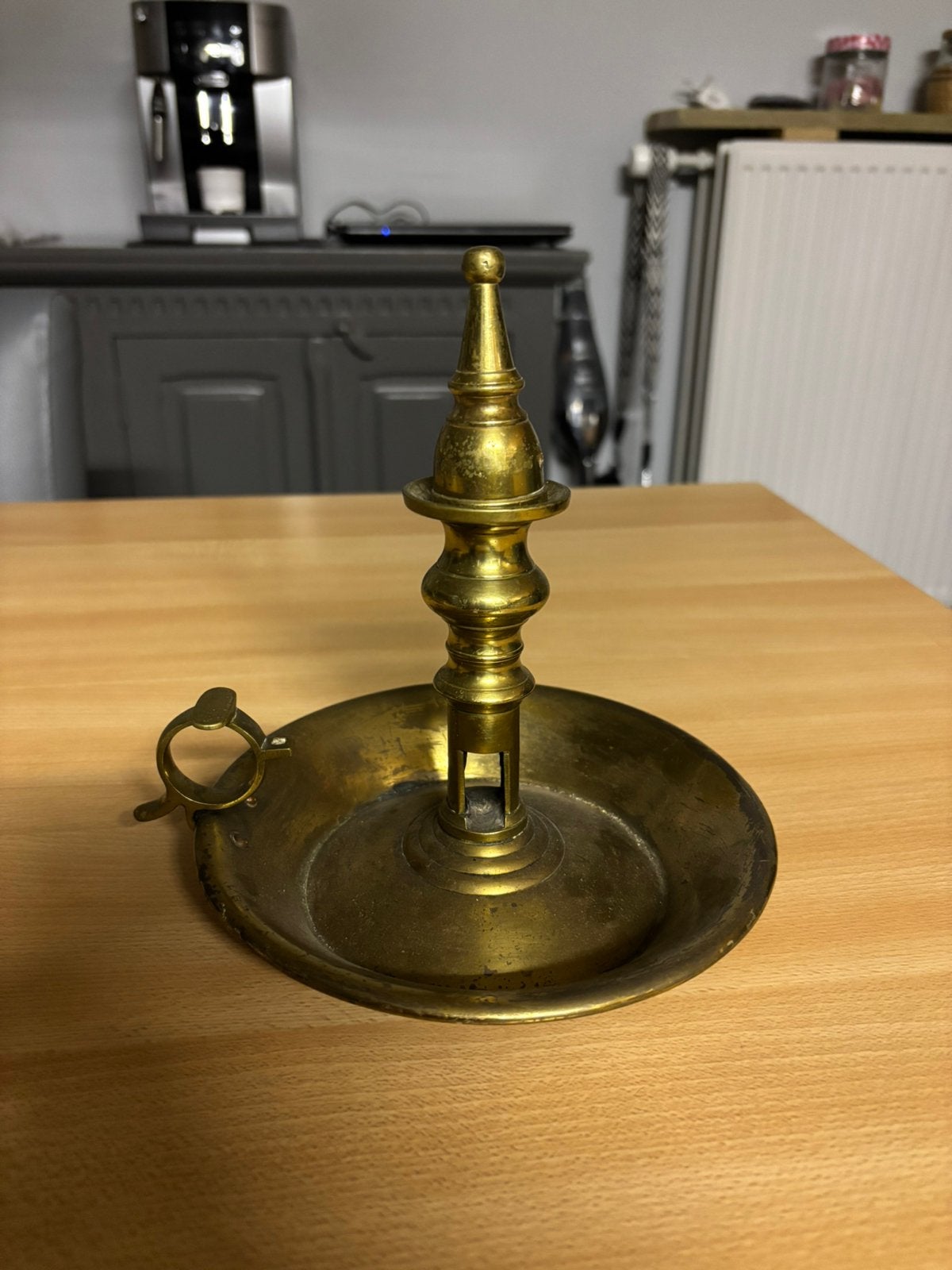 Vintage koperen kaarshouder   (Zeer oud), Antiek en Kunst, Ophalen of Verzenden, Koper of Brons