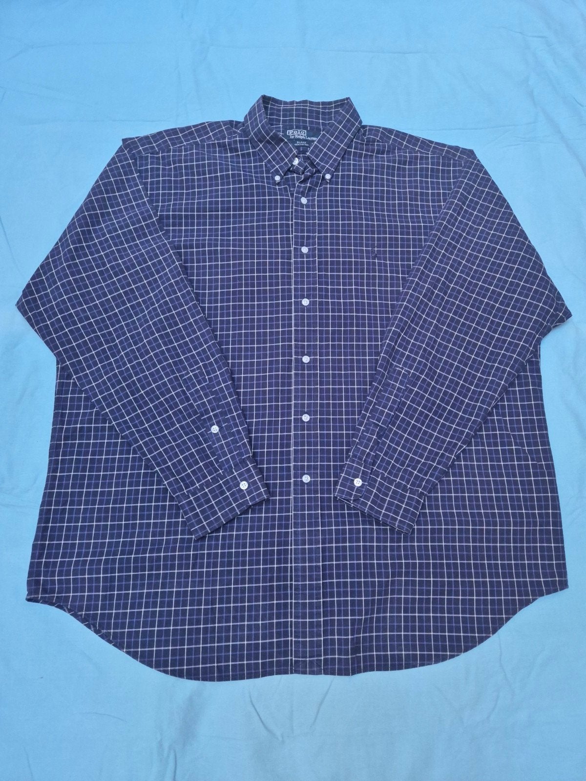 Chemise Polo Ralph Lauren — Carreaux Marine — XL, Tour de cou 43/44 (XL), Ralph Lauren, Enlèvement, Porté