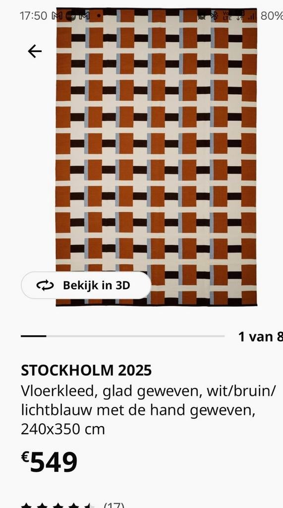 Stockholm 2025 tapijt,Groot versie (350240cm), Huis en Inrichting, Stoffering | Tapijten en Vloerkleden, Nieuw, 200 cm of meer