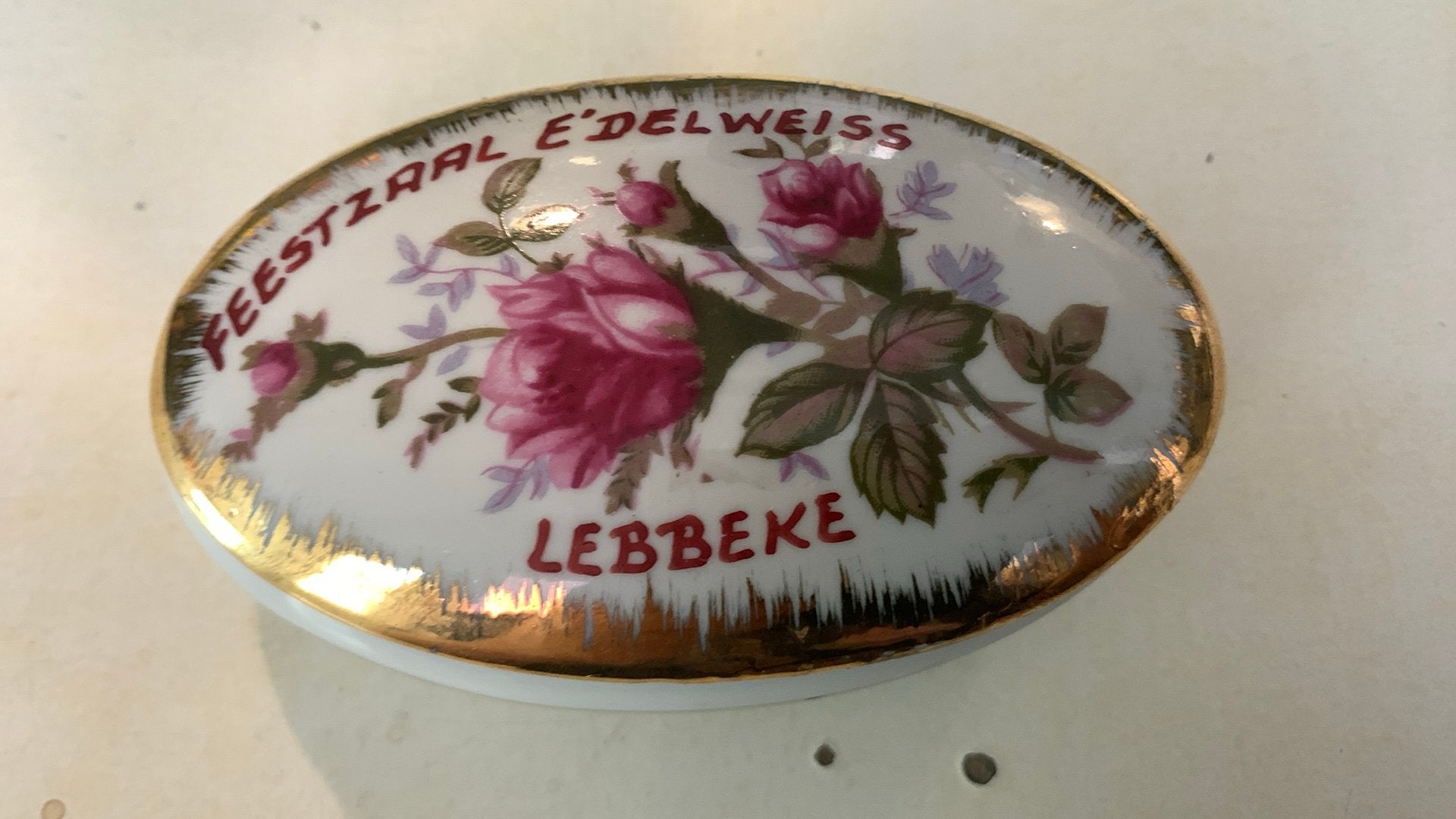 Antiek potje Lebbeke feestzaal Edelweiss, Ophalen