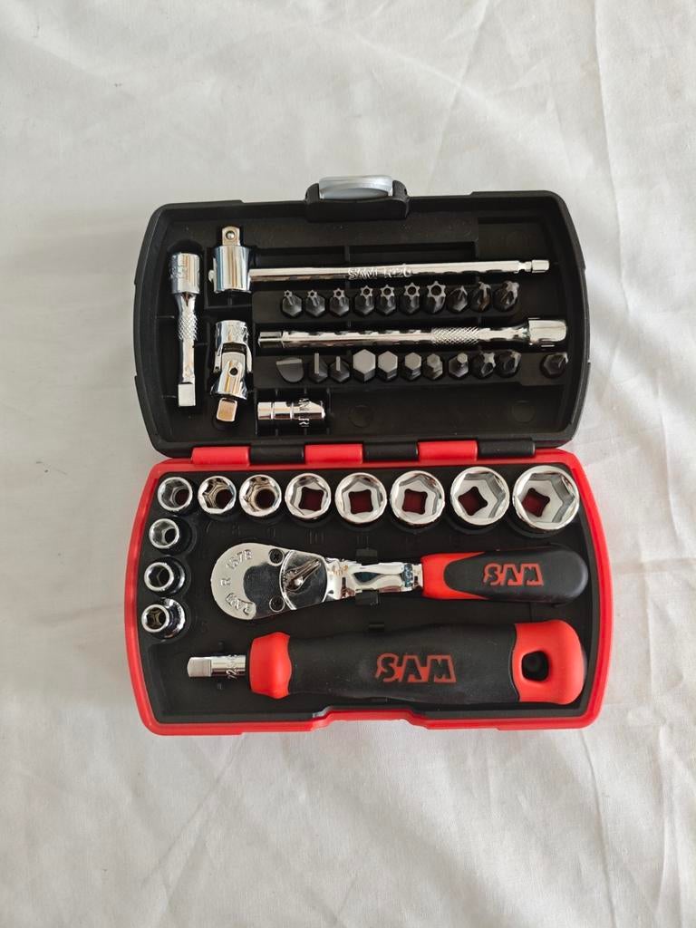 Coffret pocket light 39 douilles avec cliquet 1/4" SAM / SAM, Enlèvement, Comme neuf