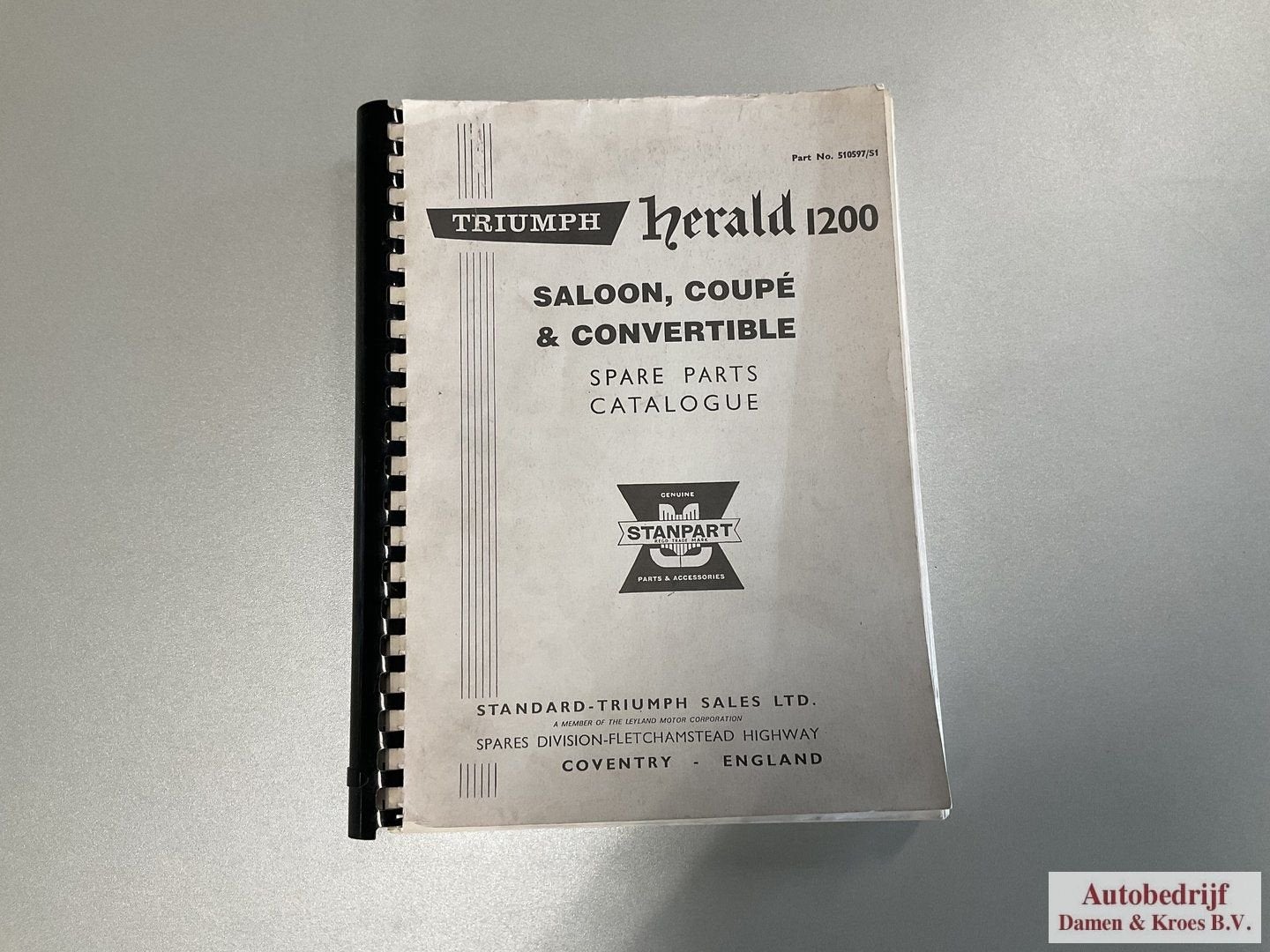 Spare Parts Catalogue Triumph Herald 1200 Saloon, Coupe & Co, Enlèvement ou Envoi