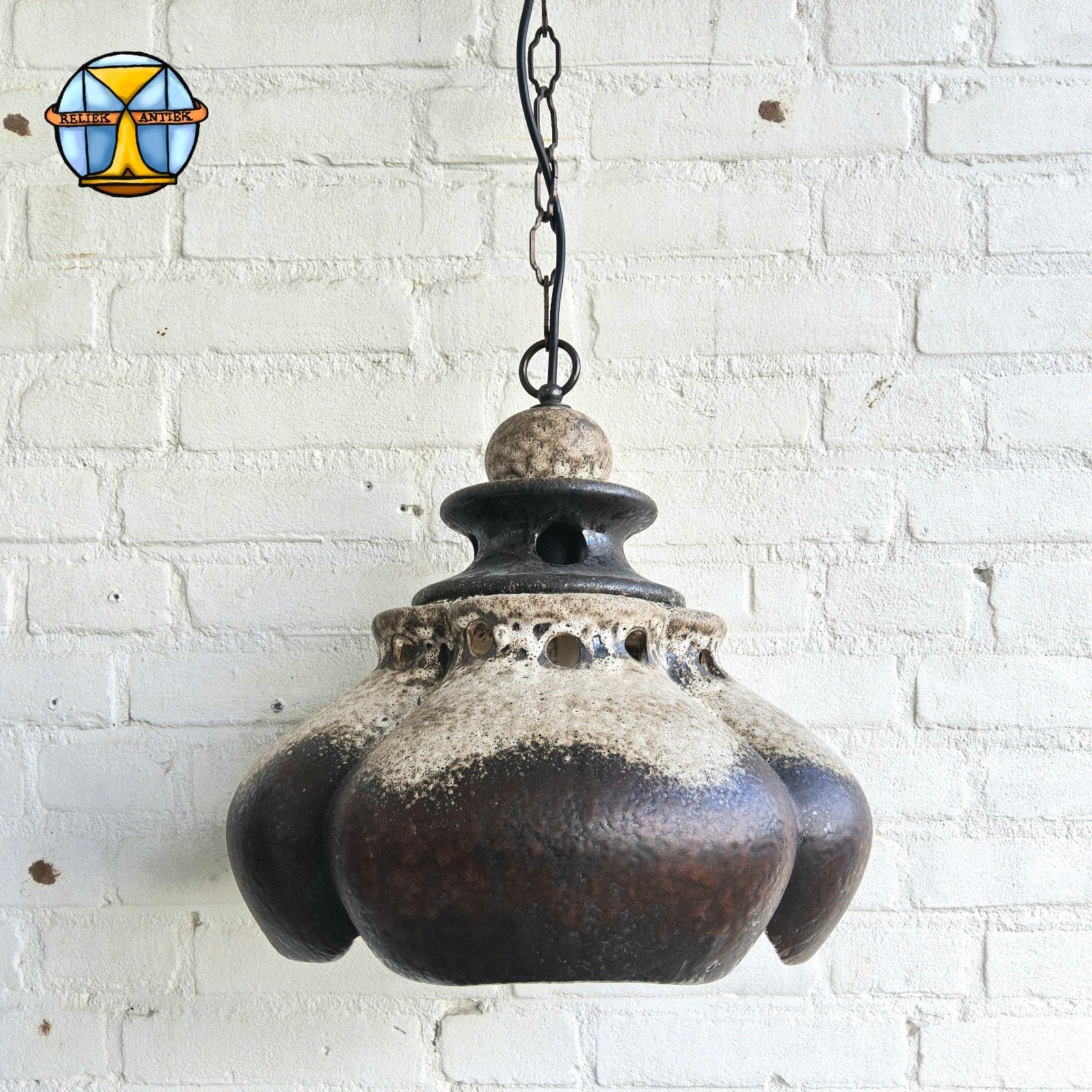 Lampe suspendue vintage en céramique lampe brutaliste de l'A, Enlèvement ou Envoi, Comme neuf, E27 (grand), Vintage  / mid century  / brutalistisch