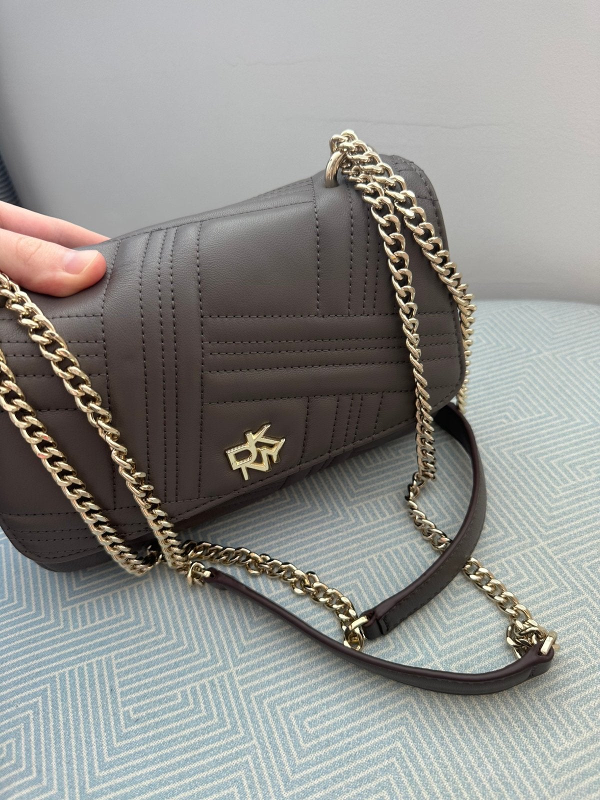 DKNY leren quilted schoudertas / crossbody, Enlèvement, Neuf, Gris, Sac à bandoulière