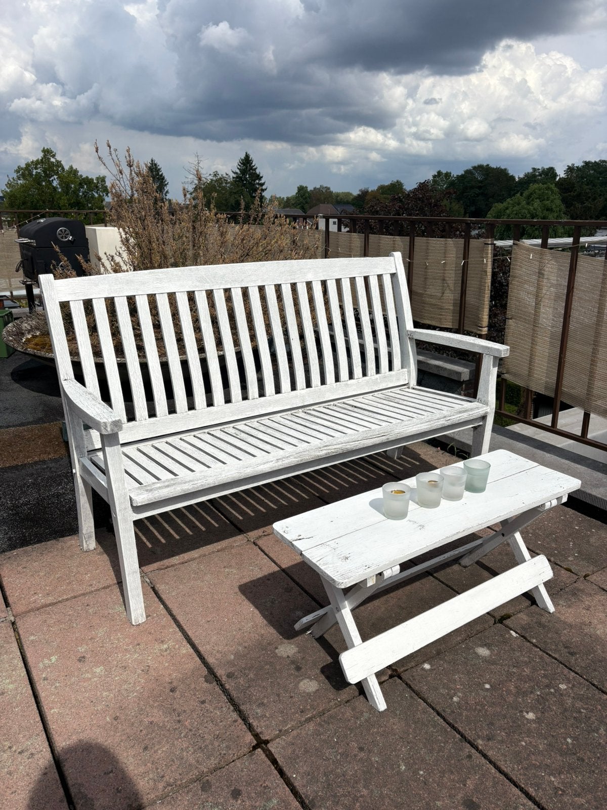 Houten tuinbank incl. tafeltje, Jardin & Terrasse, Enlèvement, Utilisé, Bois