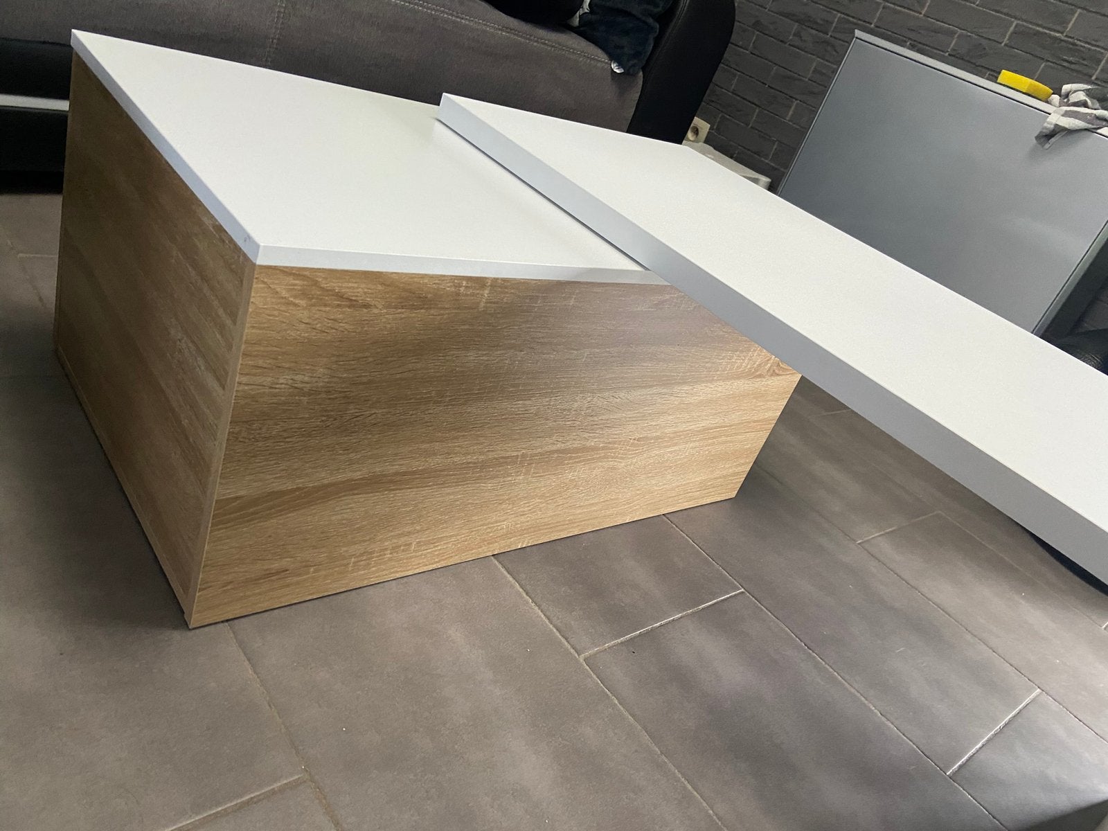 Salontafel wit-hout, Ophalen, Gebruikt, Rechthoekig