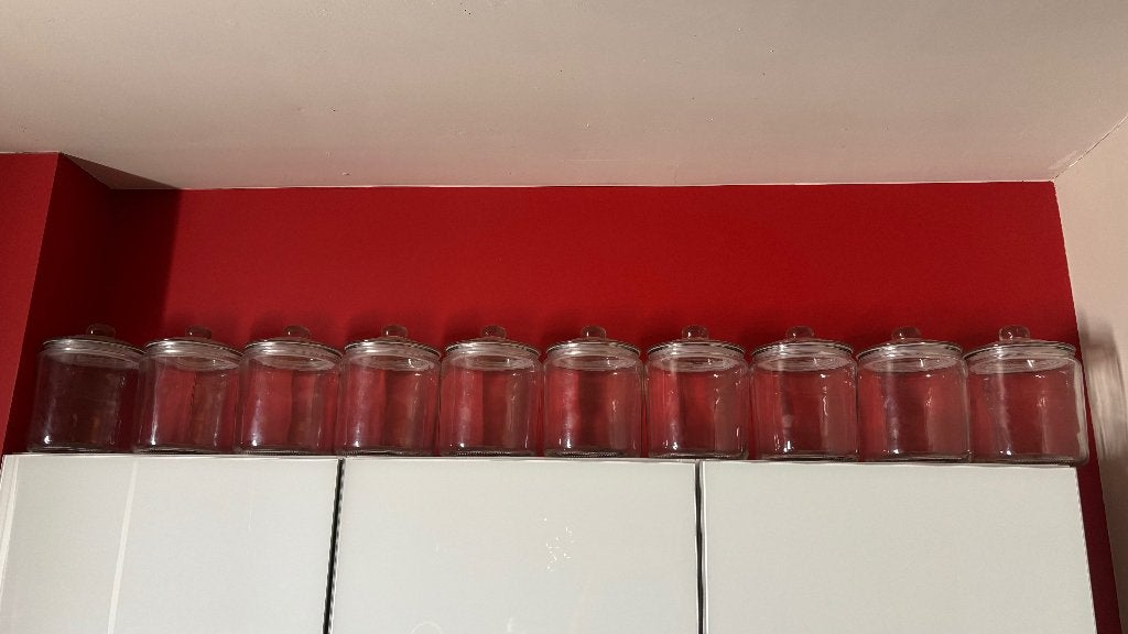 Glazen voorraadpot met glazen deksel, Ophalen, Glas, Zo goed als nieuw, Voorraadpot
