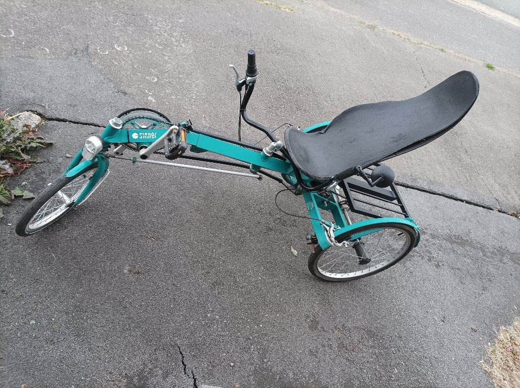 Vélo tricycle couché adulte Sinner avec porte bagage, Enlèvement, Utilisé, Frein sur jante, Sinner