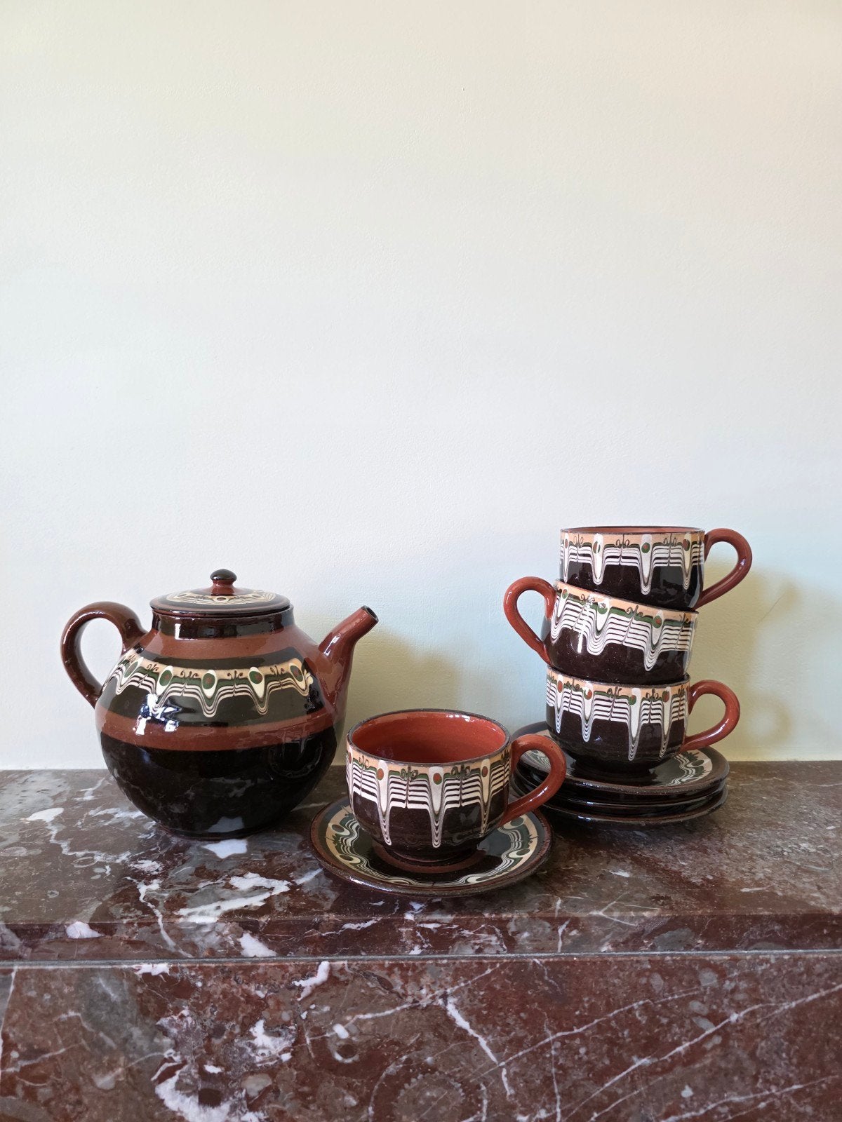 vintage Bulgaarse theeset, Maison & Meubles, Cuisine | Vaisselle, Service complet, Vintage, Céramique, Enlèvement