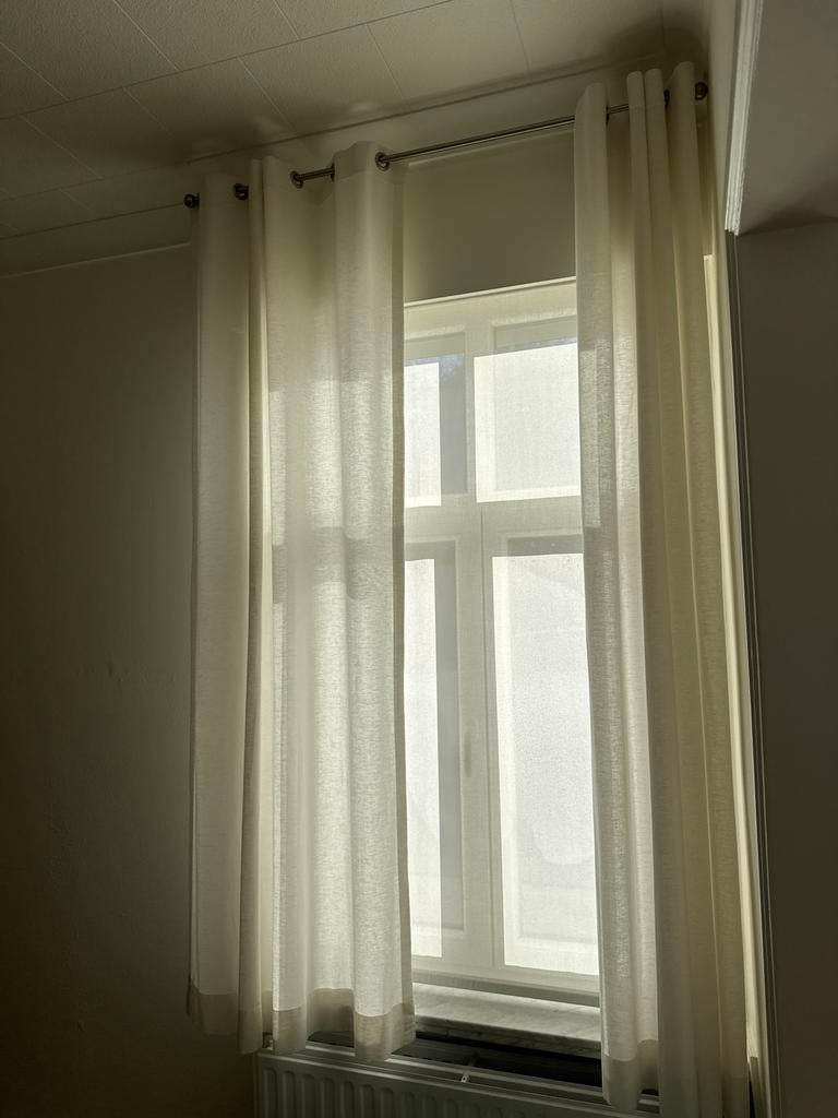 8 x rideaux aspect lin de 2 m - translucides - avec anneaux, Maison & Meubles, Ameublement | Rideaux & Stores à lamelles, Blanc