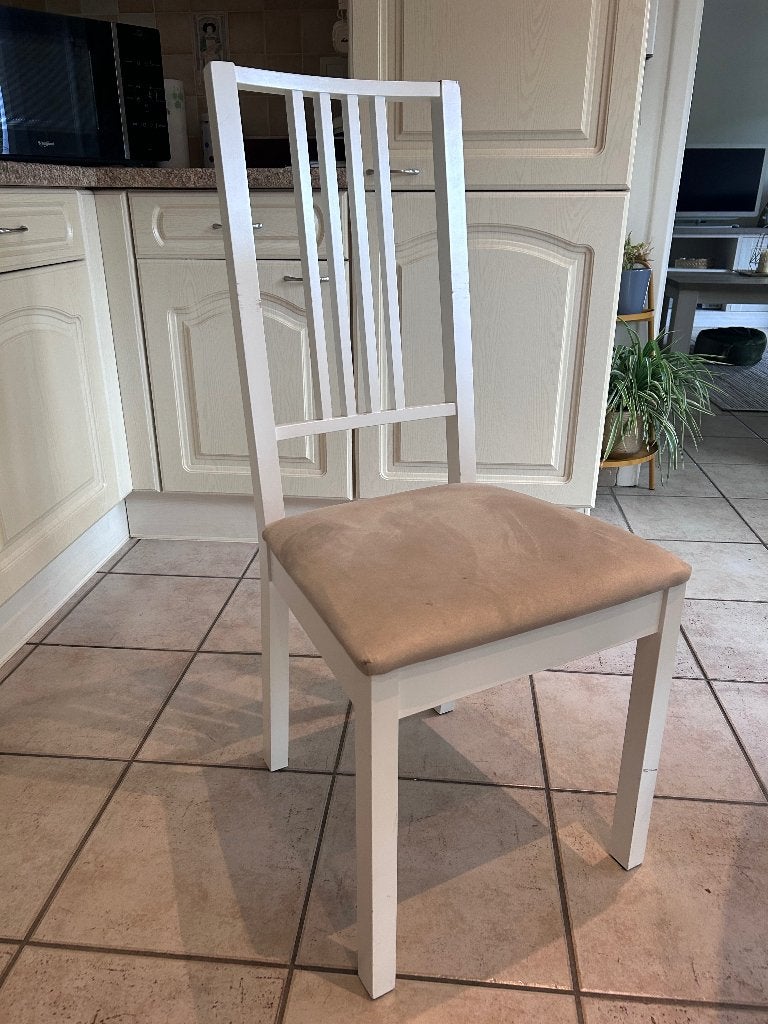 6 chaises de salle à manger blanches, Maison & Meubles, Chaises, Bois, Landelijk, Enlèvement, Blanc