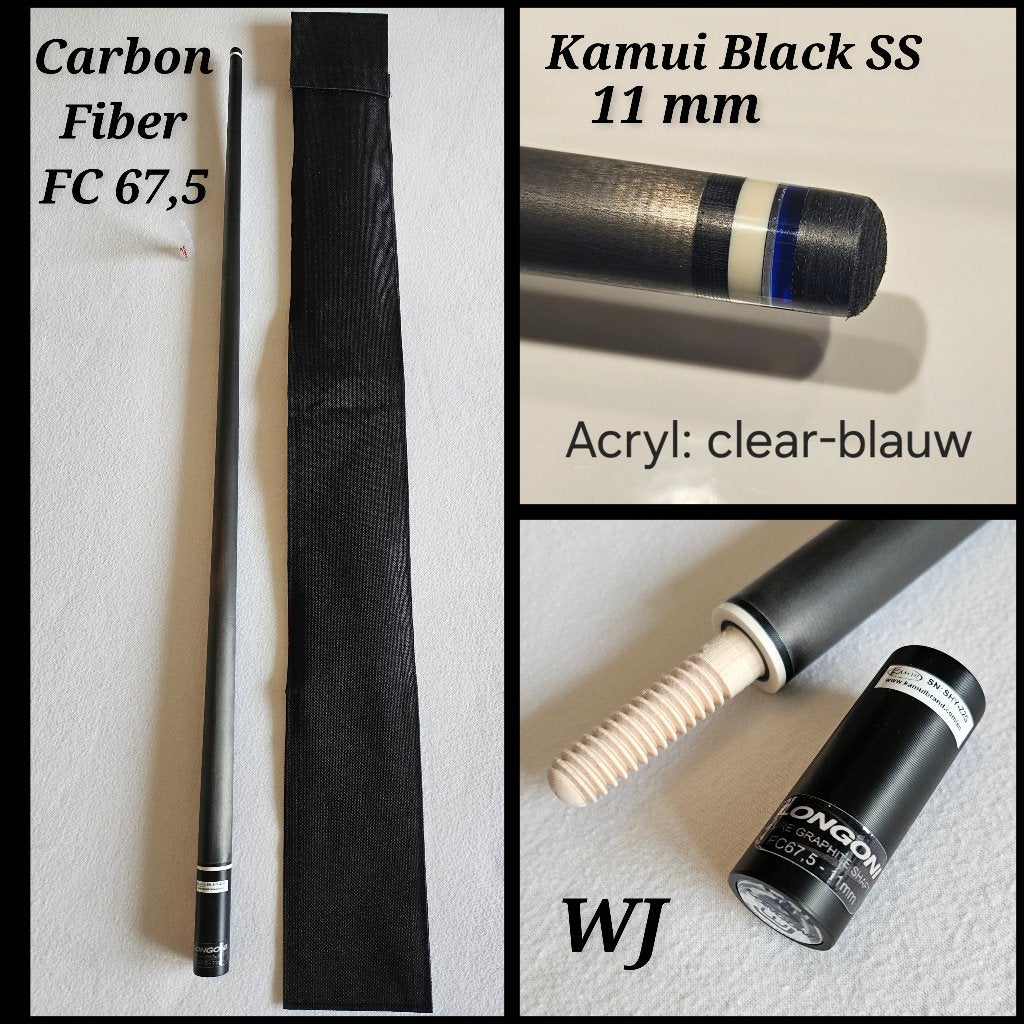 Carbon FC67,5 Kamui Black SS - 11mm  top voor Longoni WJ, Sport en Fitness, Biljarten en Poolen, Ophalen of Verzenden, Nieuw, Keu of Ballen