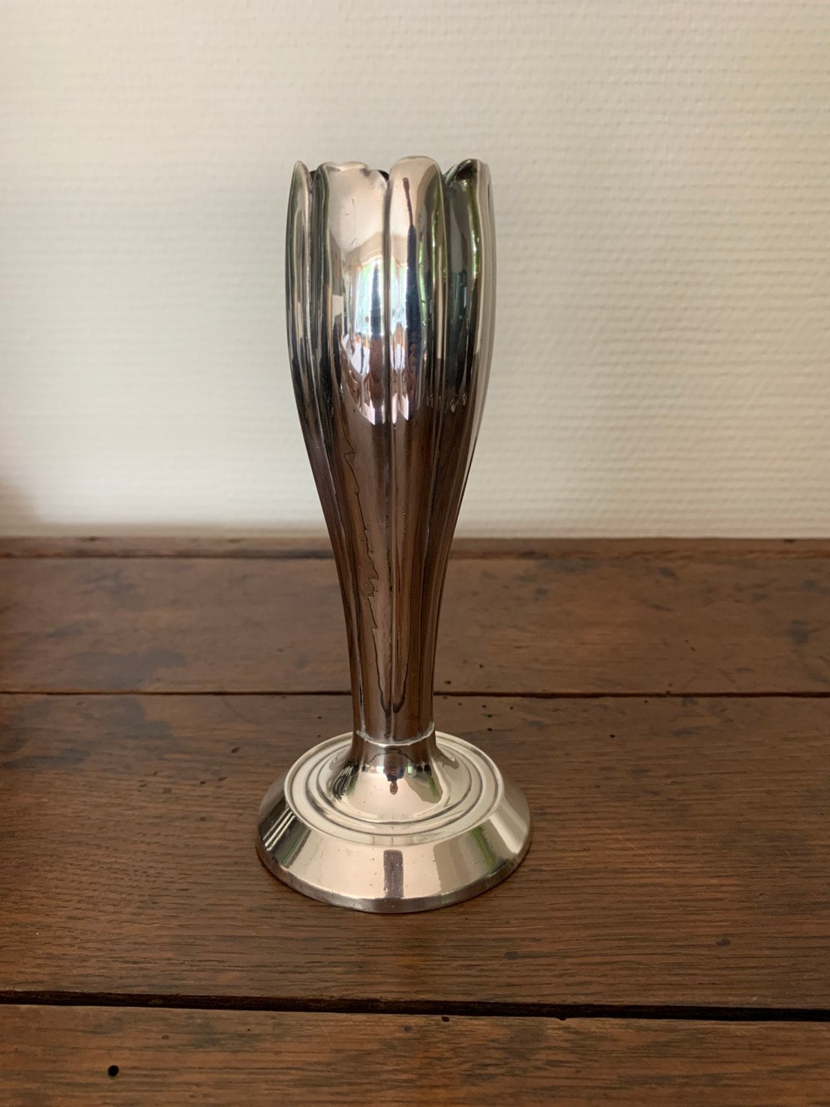 „Wiskemann „" vaas "” 17 cm, hoog verzilverd metaal”, Antiek en Kunst, Ophalen of Verzenden, Zilver