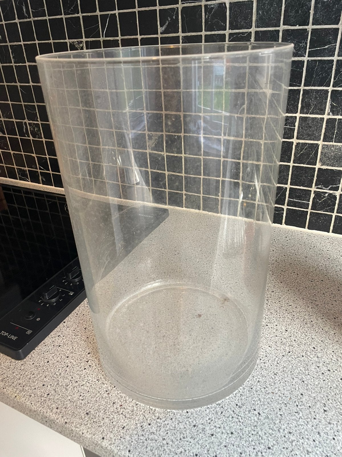 Grand vase en verre, Maison & Meubles, Transparent, Verre, Utilisé, Enlèvement