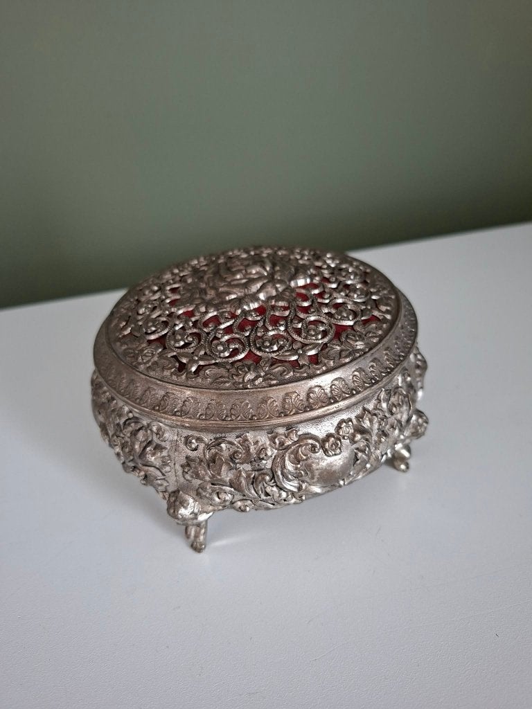 vintage verzilverd juwelenkistje, Antiek en Kunst, Ophalen of Verzenden