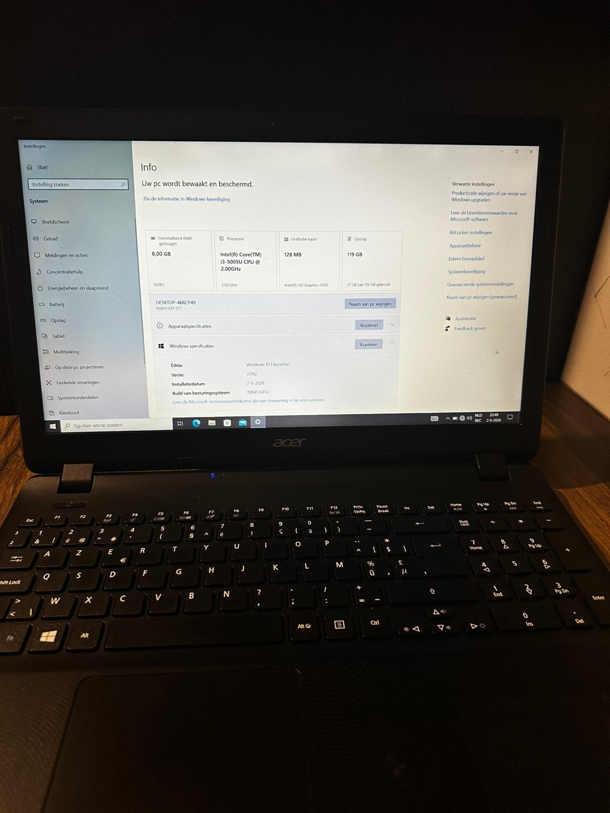 Acer Aspire E5-571 i3 8GB RAM SSD, Computers en Software, Windows Laptops, Ophalen, Zo goed als nieuw, 8 GB, SSD
