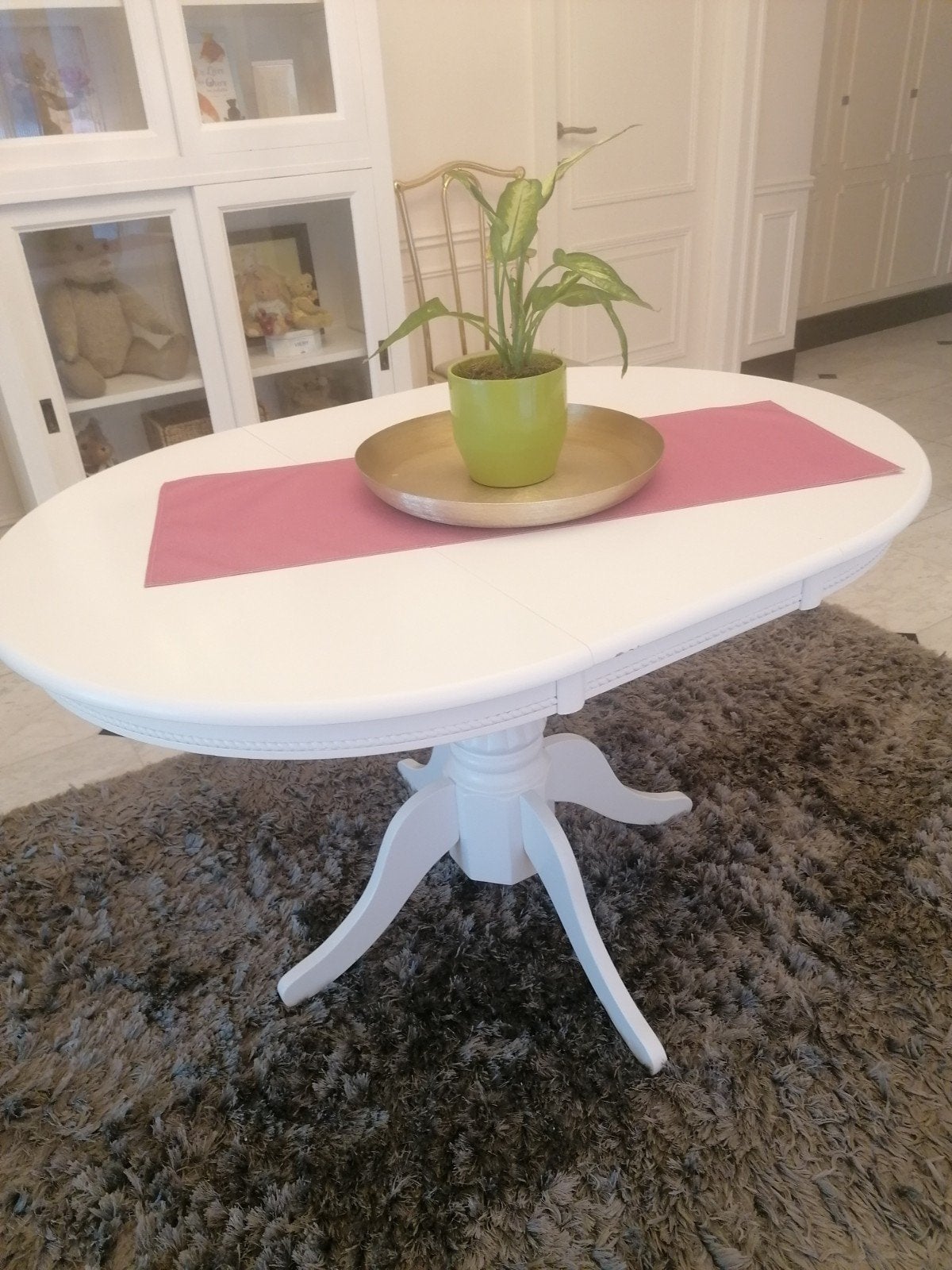 Eettafel/bijzettafel rond/ovaal wit 90-124cm uitschuifbaar, Ophalen, 100 tot 150 cm, 50 tot 100 cm, 75 – 100