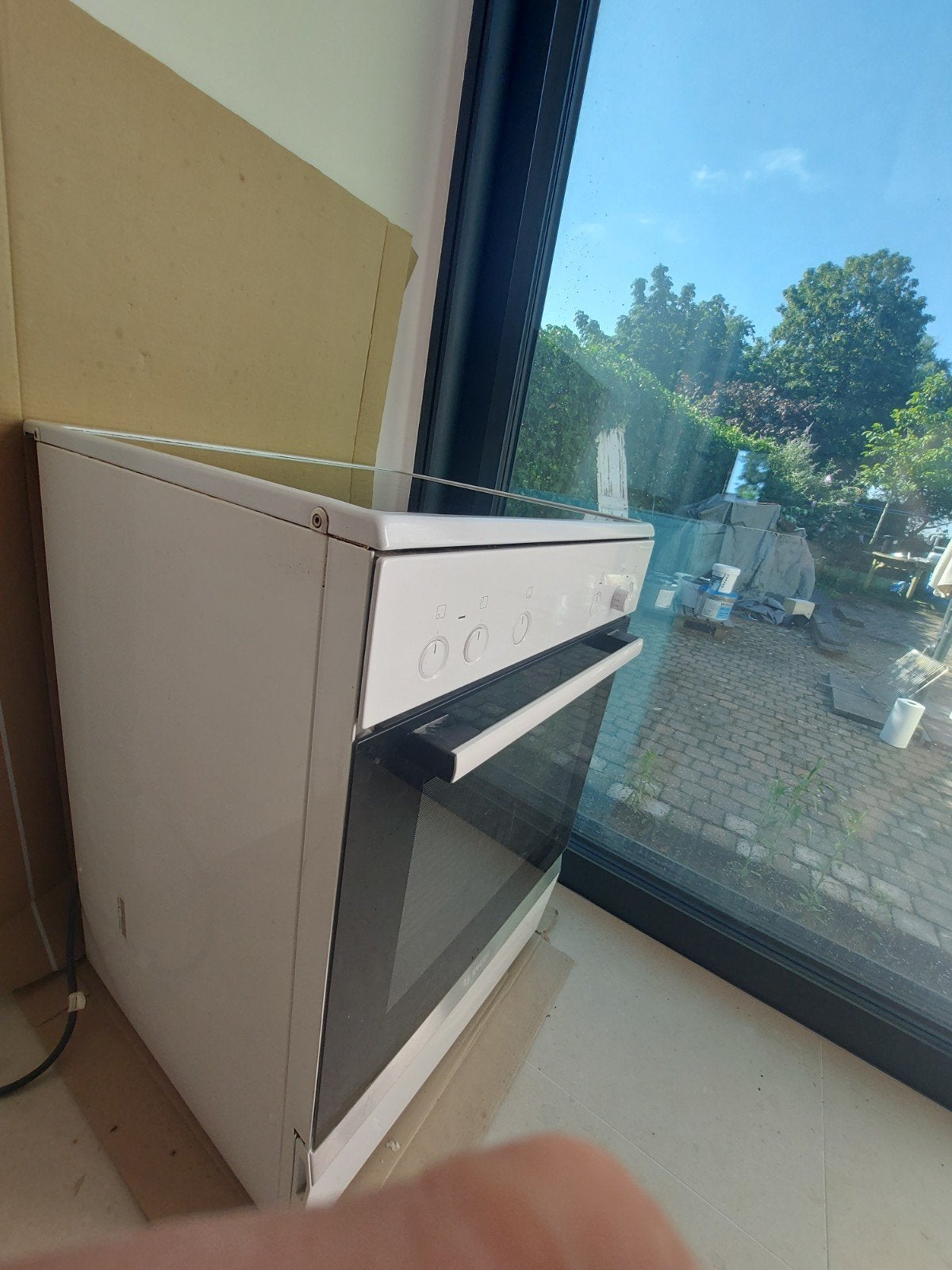 Fornuis met oven en 4 kookplaten, Huis en Inrichting, Keuken | Keukenelementen, Ophalen, Gebruikt, Wit, 50 tot 100 cm
