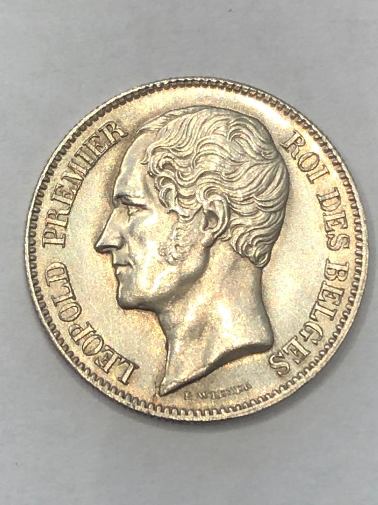 Munt zilver België 1 FR Leop I blootshoofd 1850 zeldzaam !!, Zilver, Ophalen of Verzenden, Losse munt, Zilver
