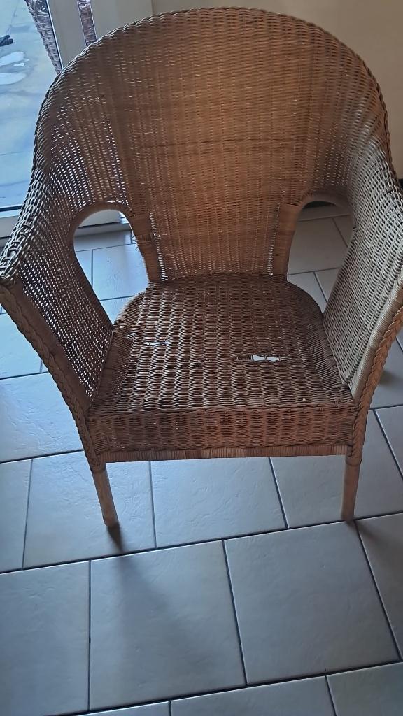 Rieten zetel, Huis en Inrichting, Zetels | Zetels, Ophalen, Gebruikt, Eenpersoons, 75 tot 100 cm