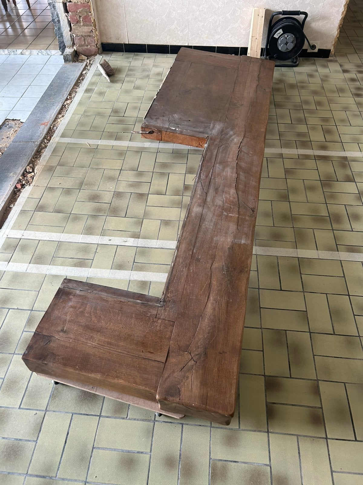 Eiken balk (antieke schouwbalk), Doe-het-zelf en Bouw, Hout en Planken, Ophalen, Gebruikt, Eiken, 250 tot 300 cm