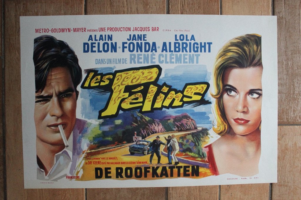 filmaffiche Alain Delon les felins 1964 filmposter, Verzamelen, Posters, Rechthoekig Liggend, Ophalen of Verzenden, Zo goed als nieuw