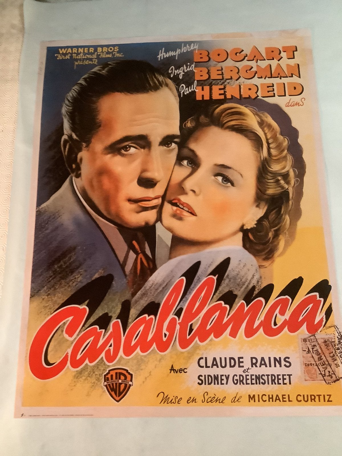 Poster souvenir CASABLANCA 66-88 cm (réimpression), Collections, Enlèvement ou Envoi, Comme neuf