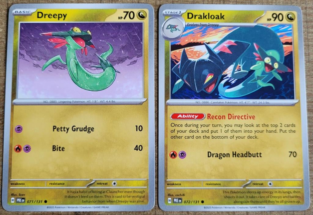 Dreepy (071/131) + Drakloak (072/131), Ophalen of Verzenden, Zo goed als nieuw, Meerdere kaarten