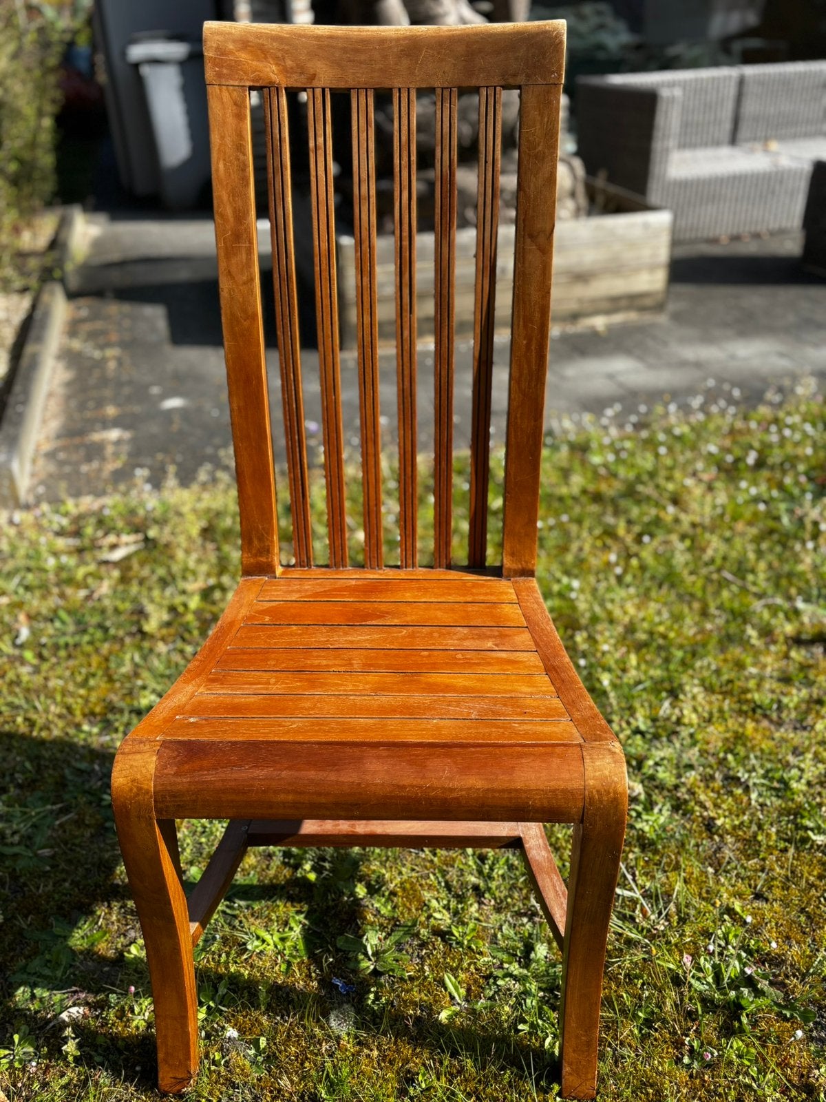 4 teak stoelen, Huis en Inrichting, Ophalen, Gebruikt, Bruin, Vier