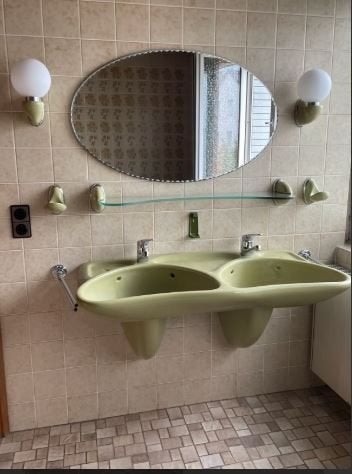 vintage wastafel wc douchbak lampenspiegel  Colani Villeroy, Enlèvement, Maison et Meubles