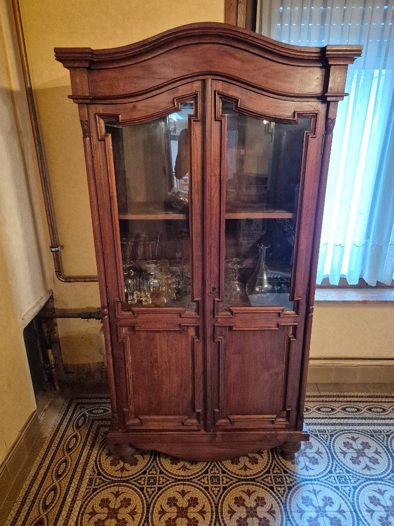 2 vitrinekasten antiek, Huis en Inrichting, 150 tot 200 cm, Eikenhout, Met lade(s), Zo goed als nieuw
