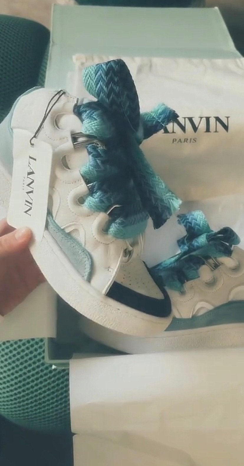 Lanvin Curb Sneakers – Lichtblauw, Ophalen of Verzenden, Zo goed als nieuw