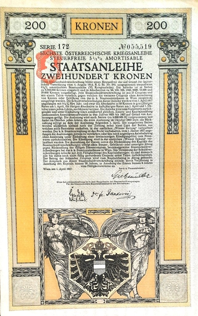 6de österreichise Kriegsanleihe - Wien 1917, Timbres & Monnaies, Enlèvement ou Envoi, Avant 1920, Obligation ou Prêt