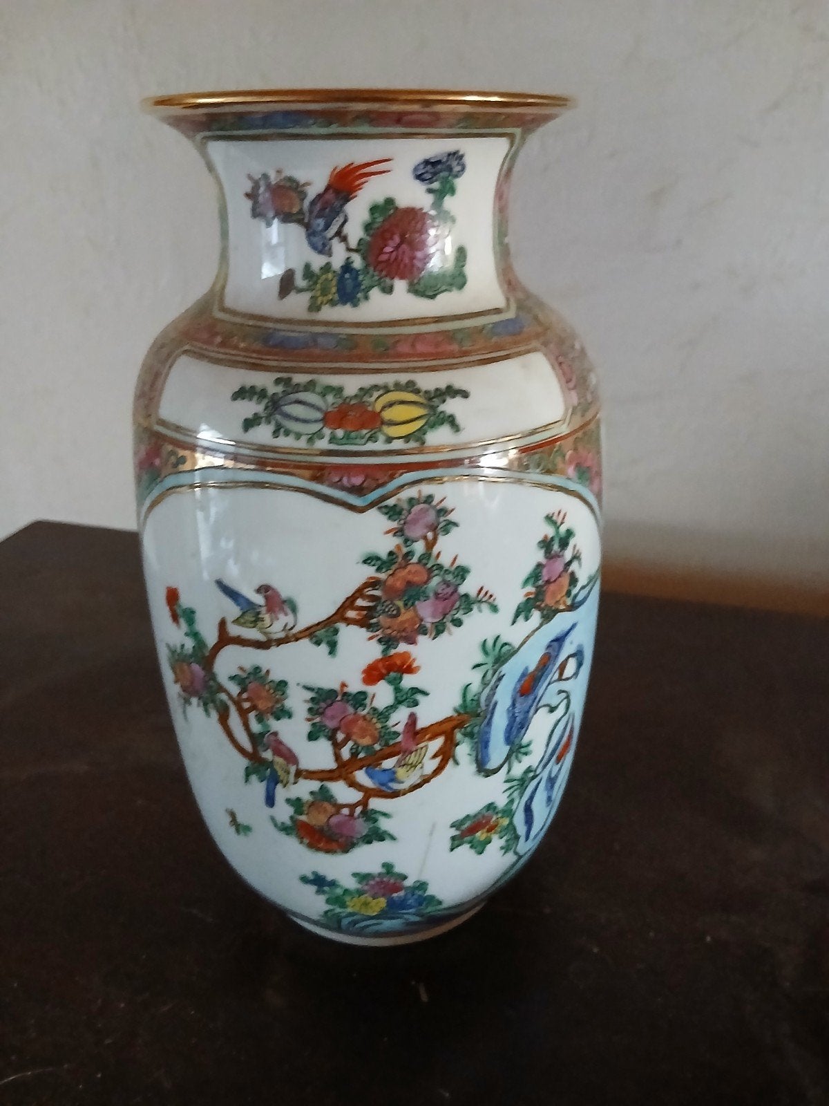 Prachtige Vintage Chinese Famille Rose Vaas – 23 cm – Kanton, Antiquités & Art, Enlèvement