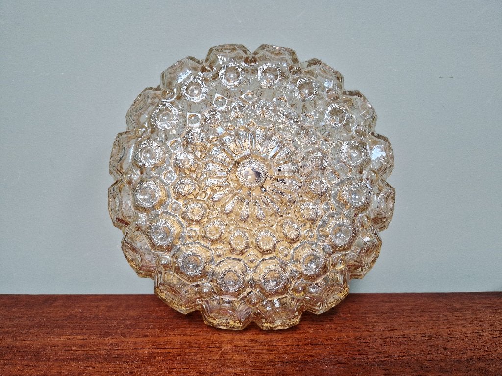 Amberkleurige plafondlamp van honingraatglas, Helena Tynell, Ophalen of Verzenden