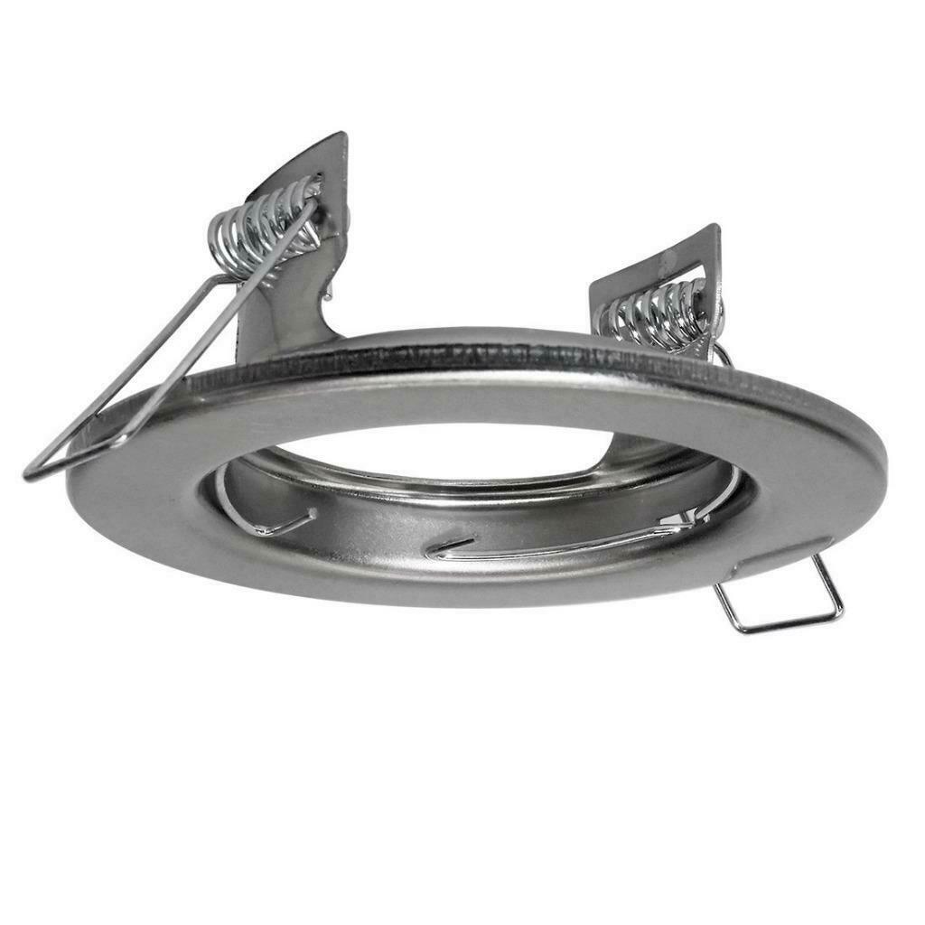 armature Spot encastrable fixe rond satin nickel ou blanc, Enlèvement ou Envoi, Neuf, Moins de 50 watts, Armature