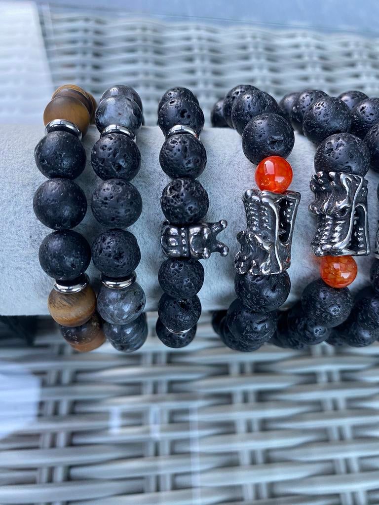 Armbanden uit natuursteen, voor heren (NIEUW), Handtassen en Accessoires, Armbanden, Ophalen of Verzenden, Nieuw, Staal