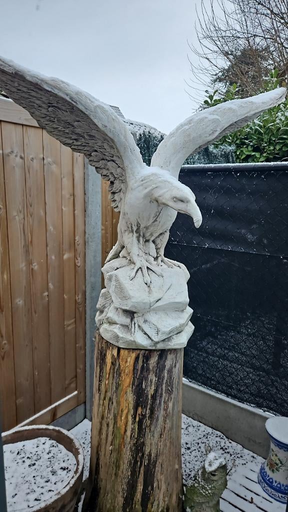 Aigle de mer en pierre sur socle en bois, Enlèvement, Pierre