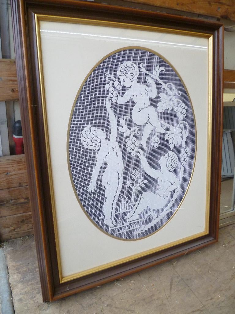 KADER MET GEWEVEN DOEK, Antiek en Kunst, Ophalen