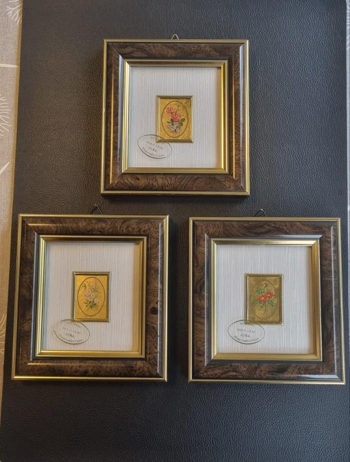 3 chromolithographies avec images florales, Enlèvement ou Envoi, Comme neuf