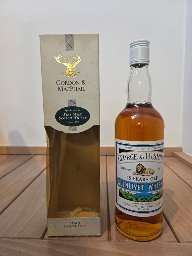 whisky Glenlivet 15y Gordon McPhail 1990's 46%, Verzamelen, Wijnen, Ophalen of Verzenden