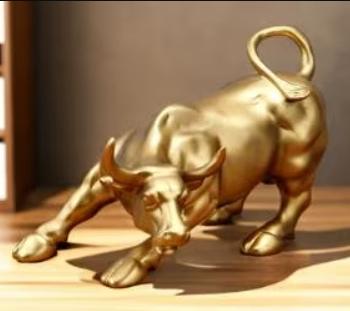 Prachtig beeldje Wallstreet Stier goudkleurig (20cm), Ophalen of Verzenden, Nieuw