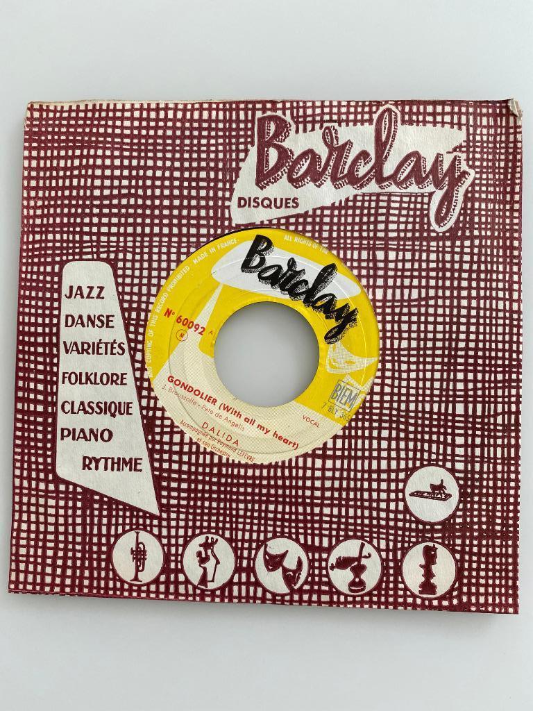 45 RPM Dalida – Gondolier 1957, Cd's en Dvd's, Vinyl | Pop, Ophalen of Verzenden, Voor 1960, Gebruikt, Overige formaten